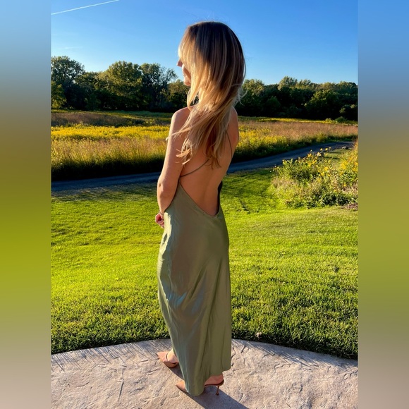 Lulus Satin Backless Halter Dress - Picture 6 of 6